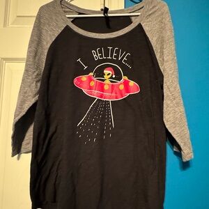 Torrid Christmas UFO Alien “I Believe” Pajama Sleep Shirt
